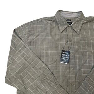 Bruno‎ Men's Sueded Microfiber Checkered Shirt XL 17.5 Rayon Poly Stretch NWT